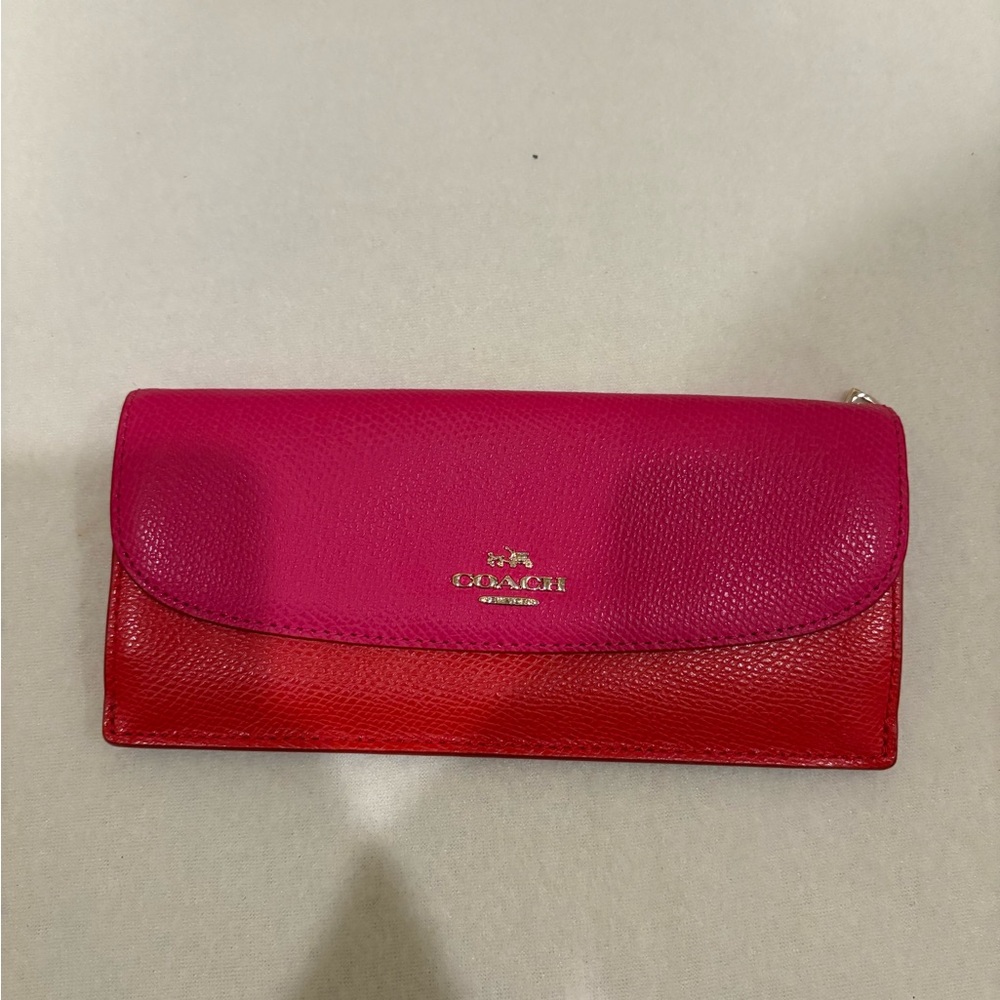 Coach Pink and Red Leather Wallet
